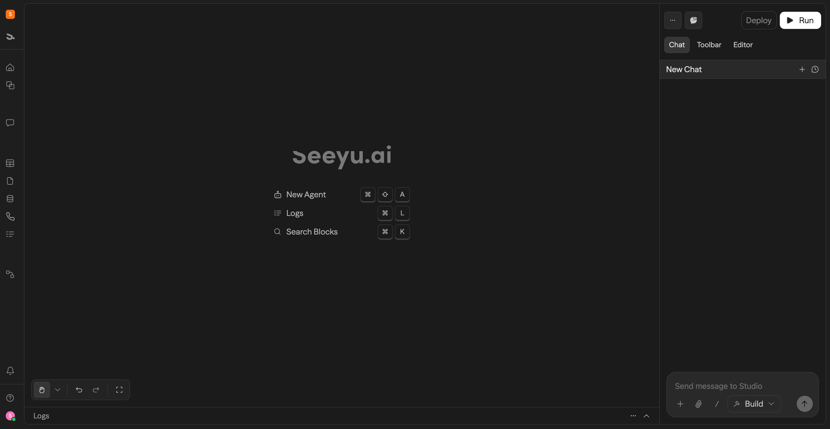 Workflow builder visual do Seeyu Agent Studio