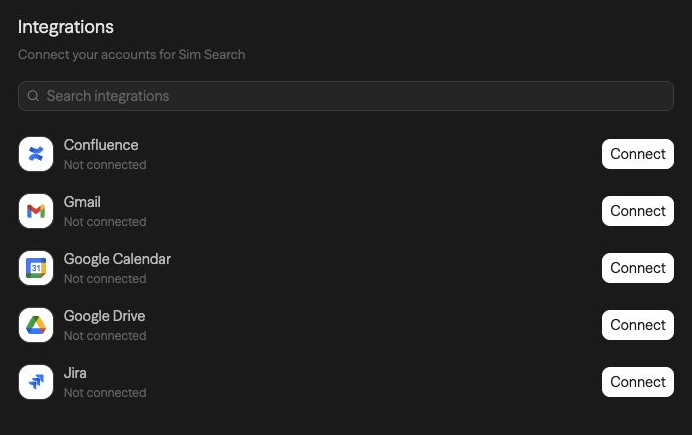 Organization Integrations with search, personal connections, and Connect actions